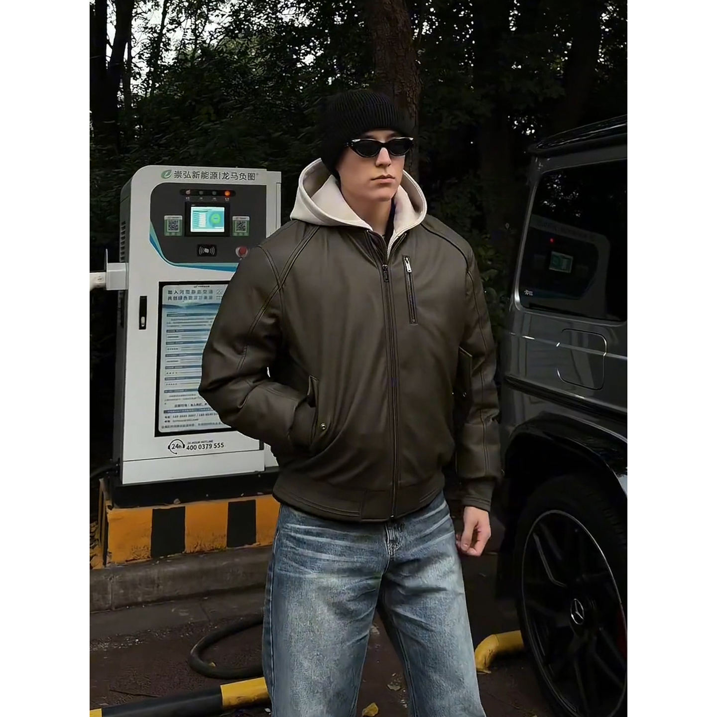 美式复古pu皮羽绒服男款冬季夹克