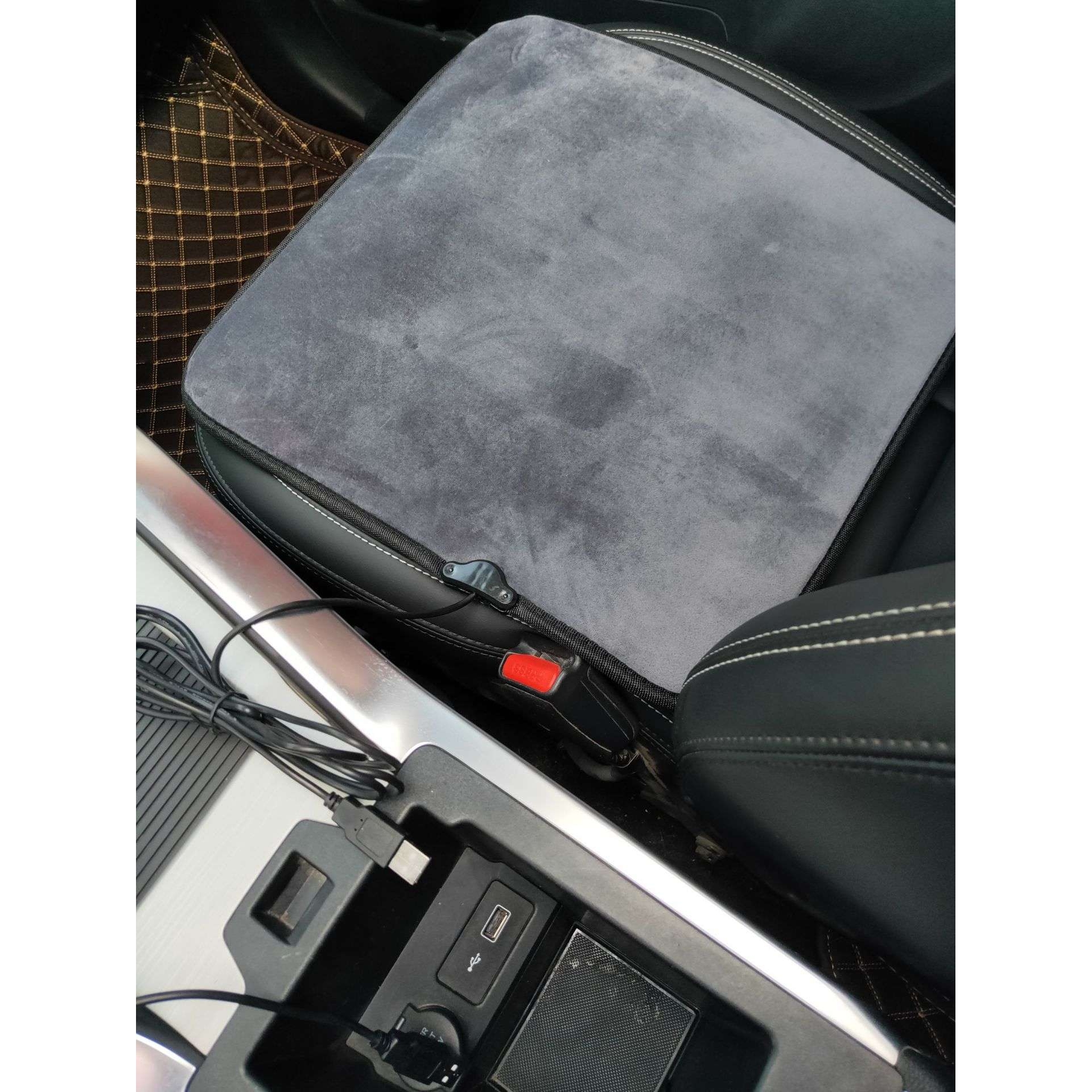 usb加热绒面坐垫发热垫宝宝垫黑灰小方垫