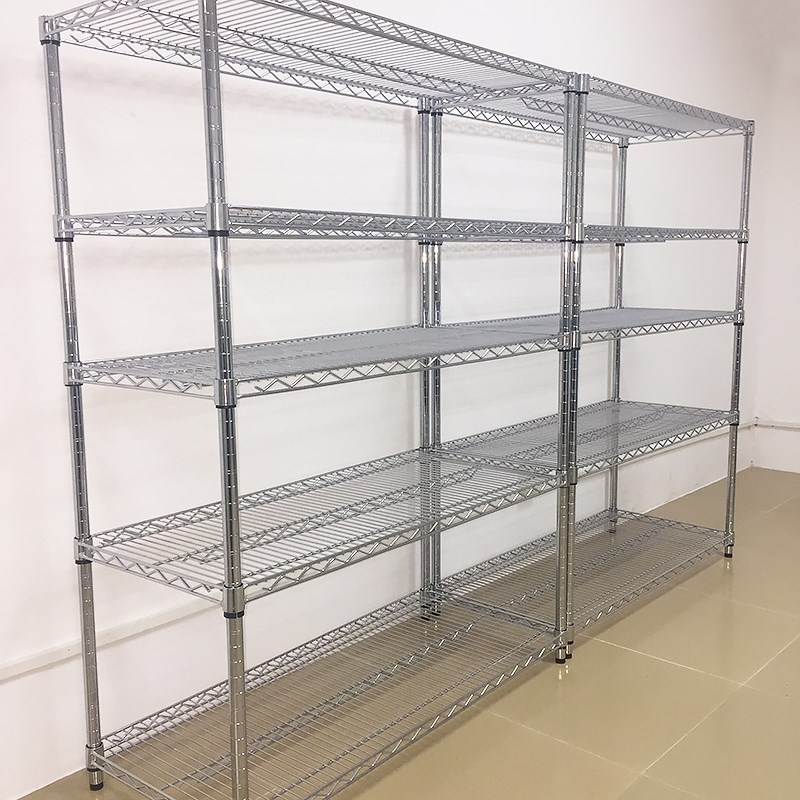 不锈钢色货架带轮子移动置物架防C静电碳钢网架家用可调节重型层