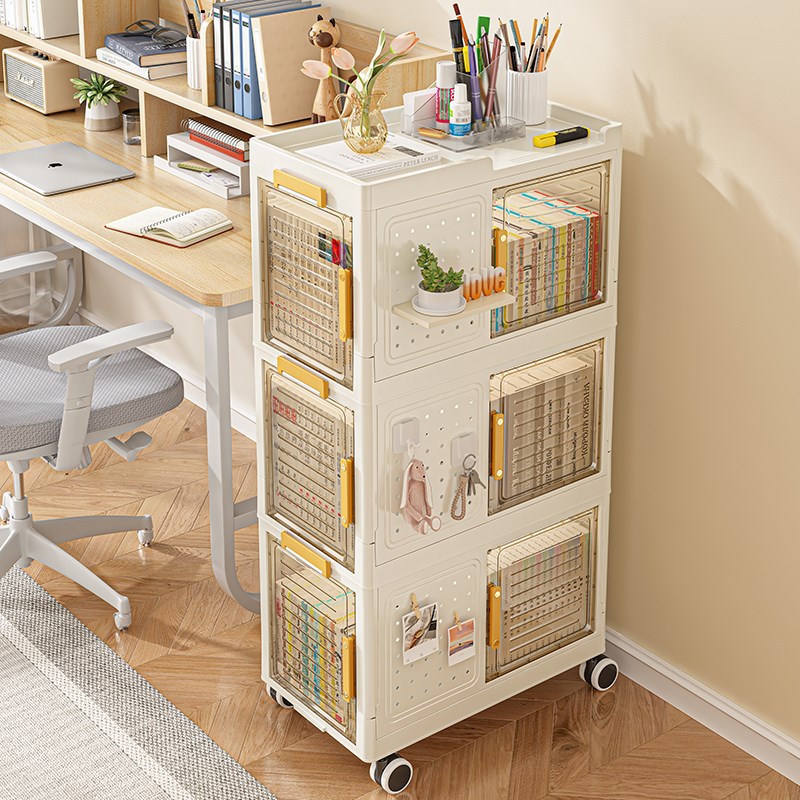 可移动书架置物架收纳r柜儿童玩具零食收纳架多层家用小推车落地