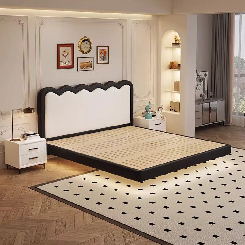 儿童床男孩儿女孩公主床现代简约实木床定制气压S储物榉木床悬浮