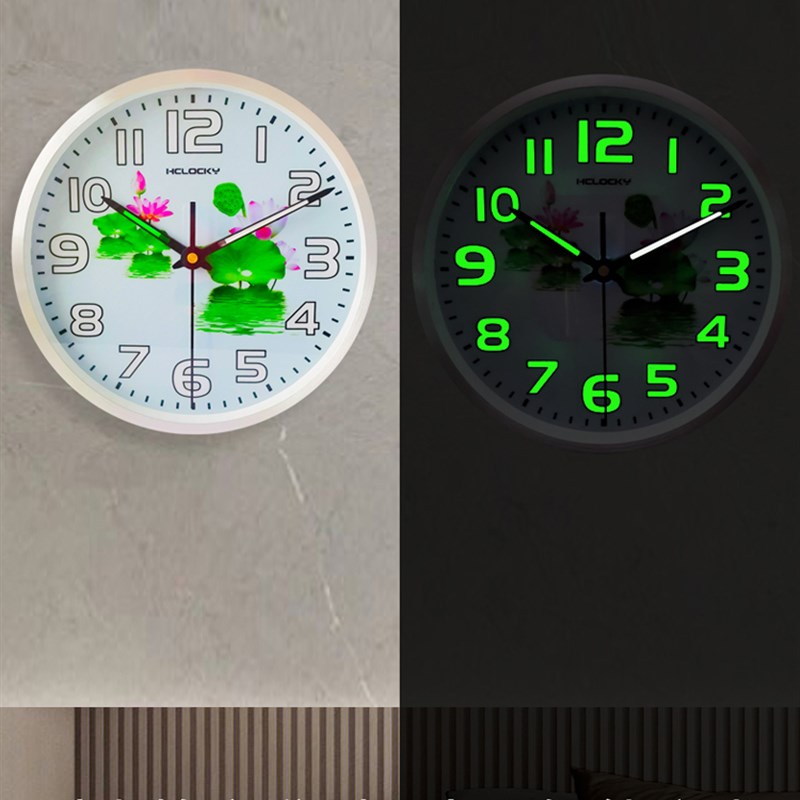 静音智能LED夜光挂钟q天王星准时机芯家用客厅简约时尚卧室发光钟