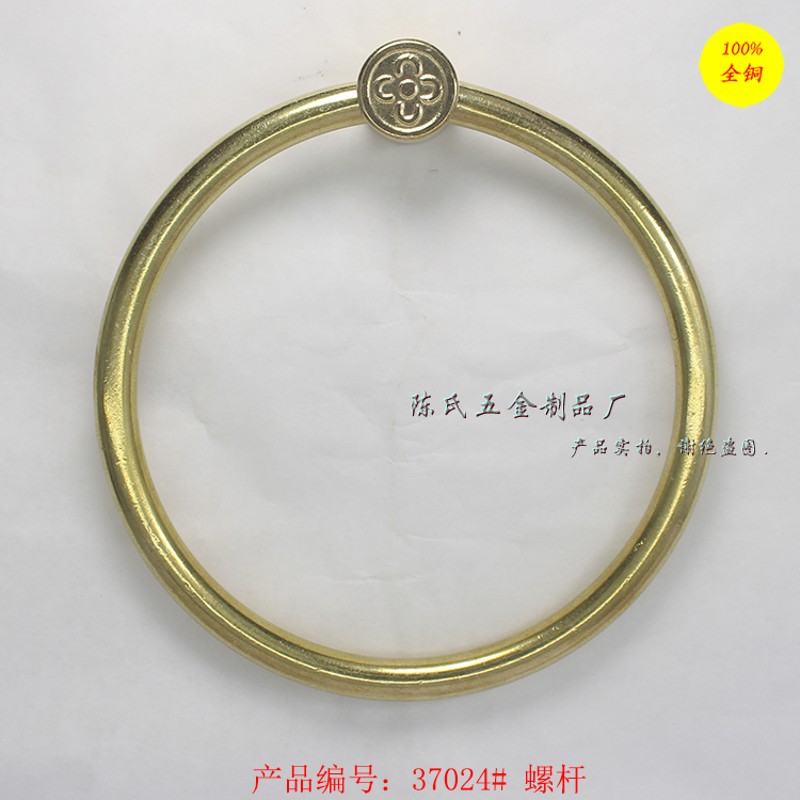 中式大门拉手f仿古铜门环黄铜配件木门装饰圆形纯铜老式复古门把