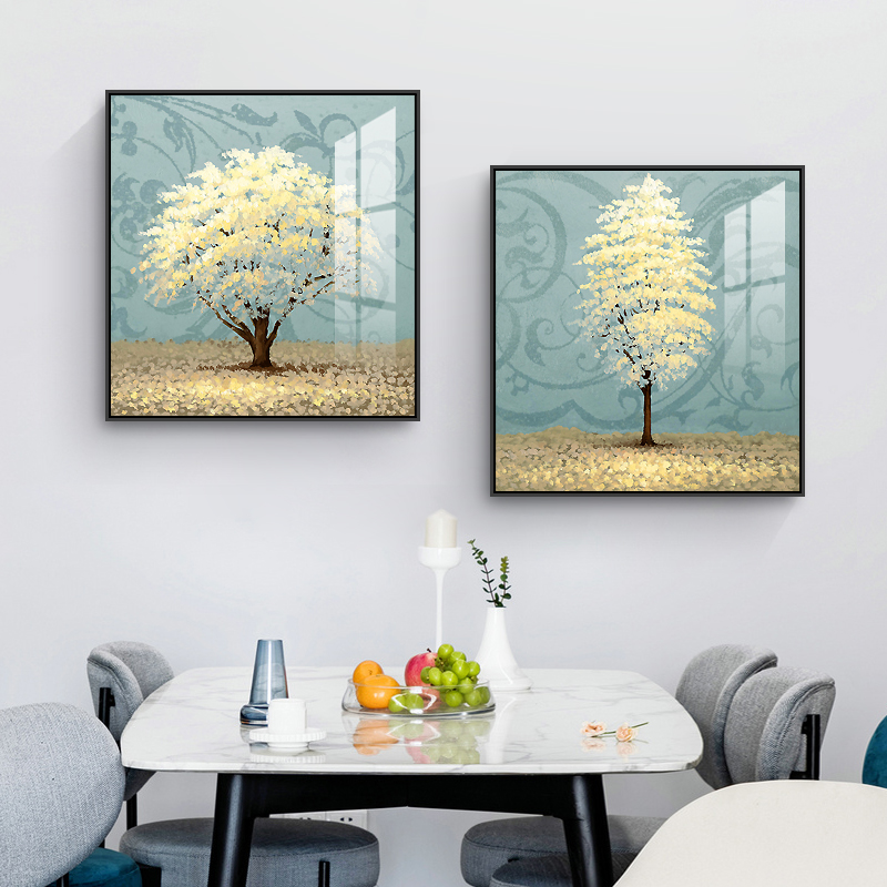 餐厅装饰画现代简约饭厅背景墙y画晶瓷轻奢壁画歺厅餐桌挂画免打图片