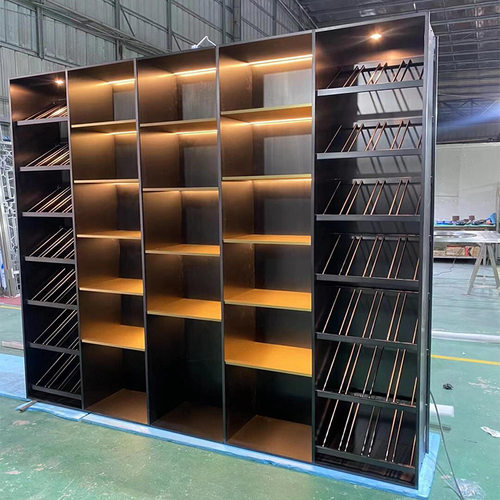 高端不锈钢钢板柜发光金属酒柜酒架落地酒窖雪茄柜红酒陈列柜