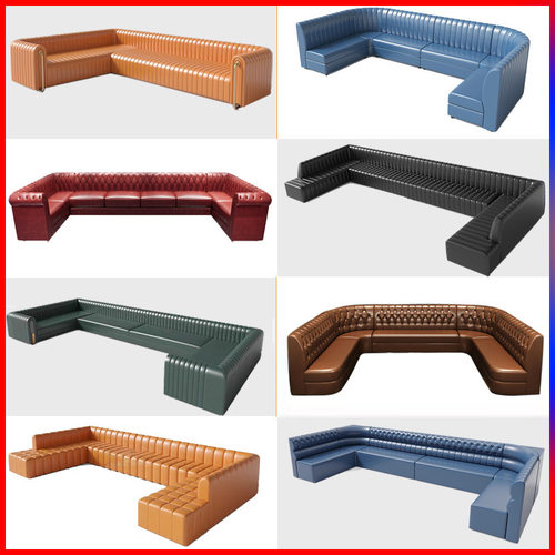 夜总会酒吧ktv沙发商务派对房会所清吧包厢UL型卡座茶几组合定制