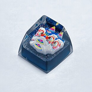 滴胶透光个性国风醒狮键帽diy可爱立体手工机械键盘按键帽单个