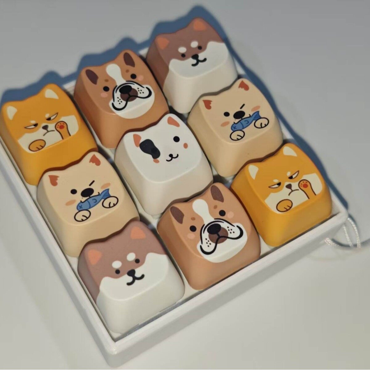 解压特色小狗图案按键钥匙扣4键
