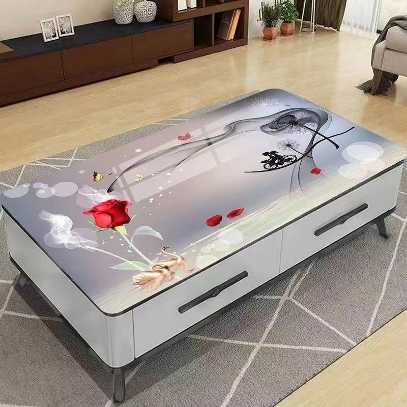 3d桌布立体网红中式防水防油防烫免洗厚茶几餐桌垫桌面Z床头柜玻