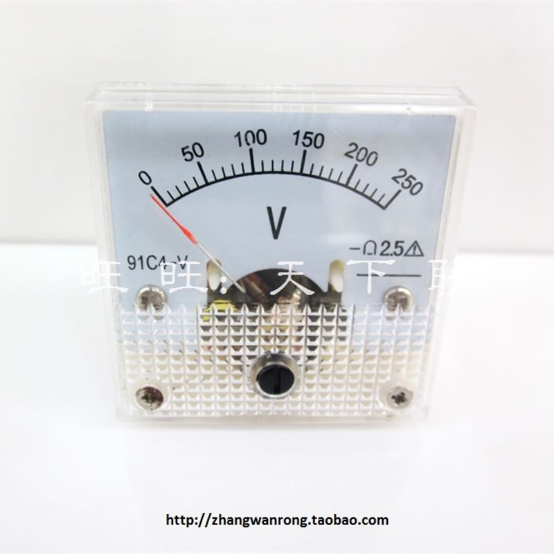 定制91C4小表头指针式电压表250V500V直流电压机械面板表45x45mm