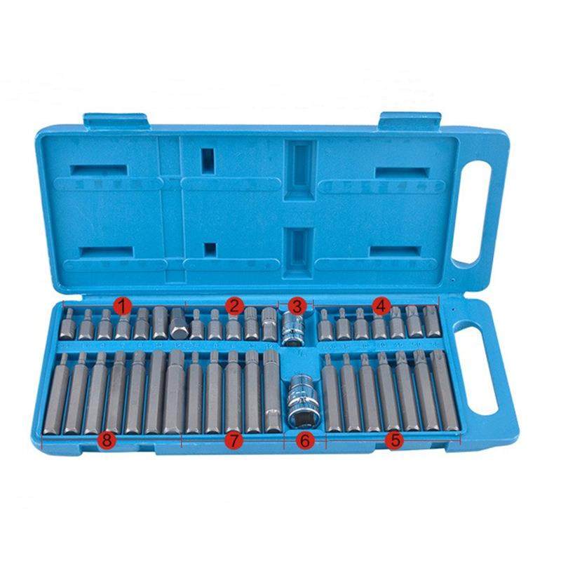 [40件批头组套]高硬度S2星批头套筒扳手H六角M梅花T型CRV塑盒套盒