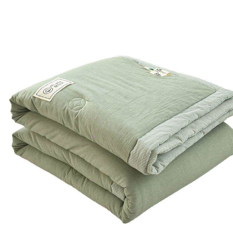 全棉色织水洗棉空调被夏凉被夏天可机洗纯棉100棉花夏被薄被子