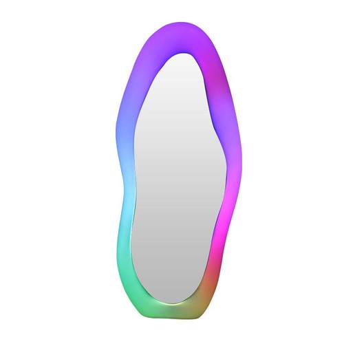 不规则网红家用彩色云朵落地镜卧室试衣间落地式LED补光灯化妆镜