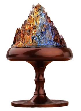 黄铜七彩琉璃火焰博山炉家居书房客厅香薰炉金属工艺品铜摆件