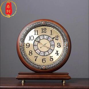 威弗列德家用客厅桌面摆放时钟装饰座钟欧式覆古轻奢高档实木座钟