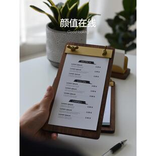 菜单胶合板小垂直咖啡店餐厅桌子木夹核桃垫文件夹自定义A4