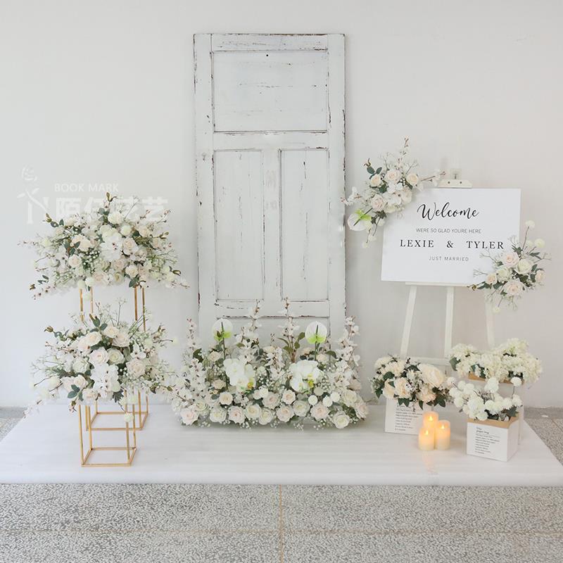 婚庆飞燕草几何路引结婚道具满天星订婚展厅橱窗摆件求婚仿真花艺