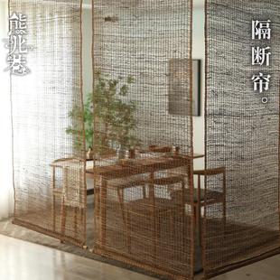 粗麻古风门帘夏布苎麻遮光帘帘子茶室隔断帘中式 布艺卷帘日式 软装