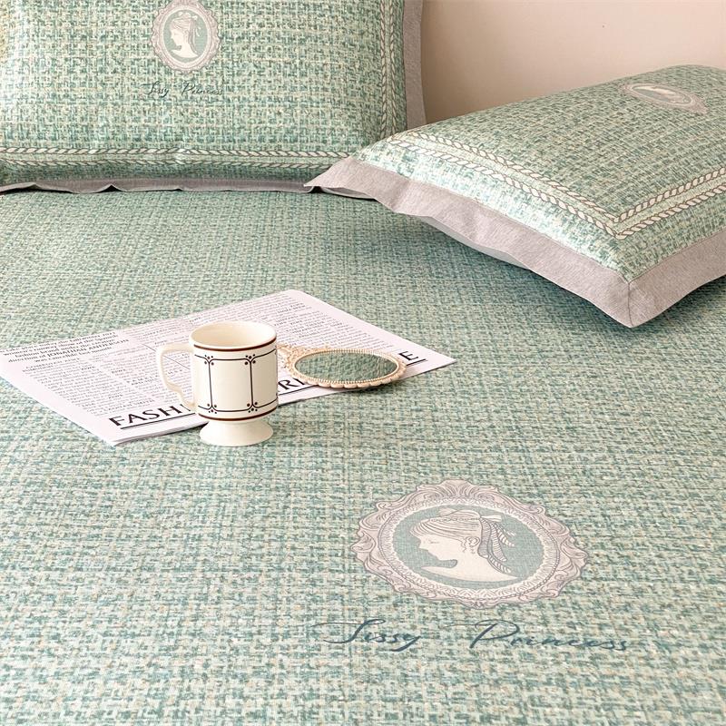 高档轻奢印花水洗折叠冰丝席夏天凉席子三件套1.5米1.8可机洗软席