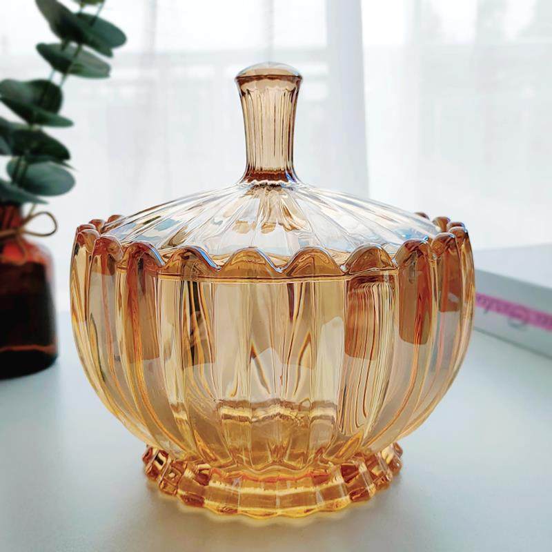 创意欧式水晶玻璃糖果罐带盖子水果盘糖缸干 干果盆家用客厅ins风