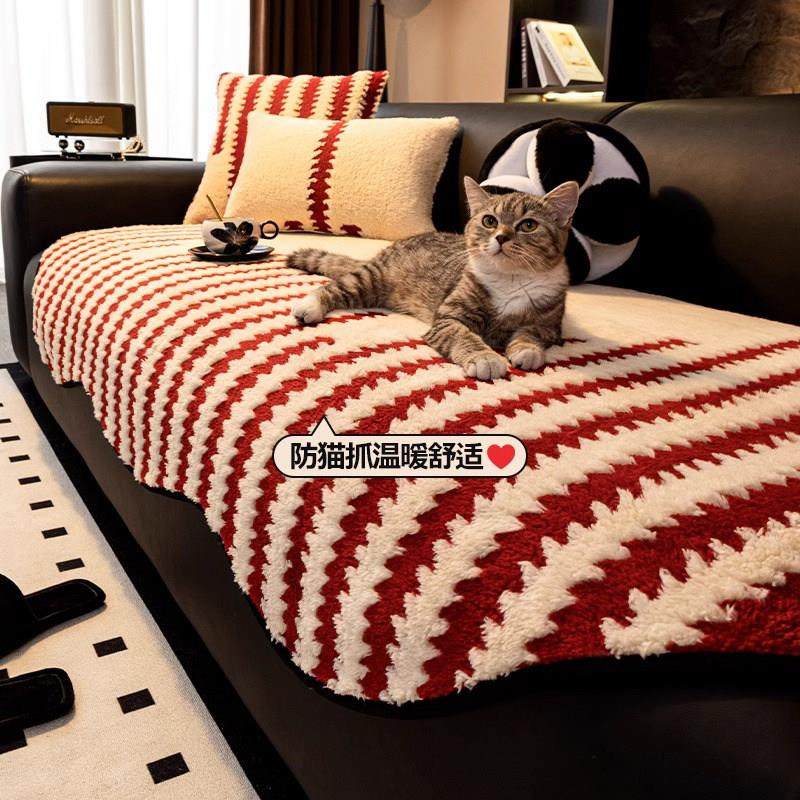 Gravity舒棉绒异形沙发垫四季通用直排坐垫高级感防滑皮沙发盖布