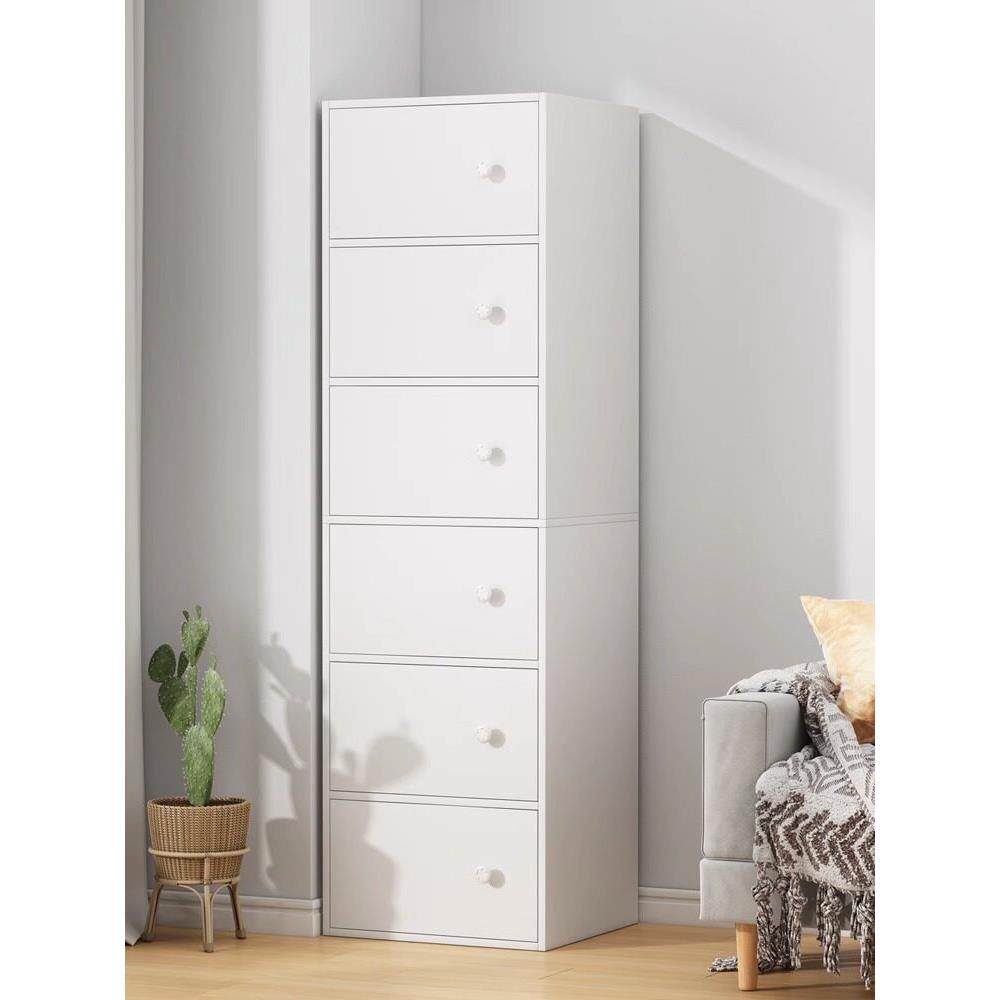 简易书架书柜落地现代简约收纳柜高立柜带门组合多层格子柜储物柜