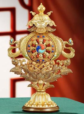八吉祥八宝组合摆件慧宝铜鎏金铜精工雕花宝瓶金轮佛
