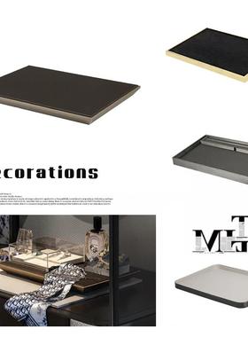 轻奢软装PU皮革托盘首饰展示板样板房衣帽间道具饰品摆件底座