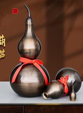 铜葫芦纯铜摆件八卦挂件黄铜开口开盖空心家居客厅办公室工艺品