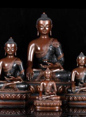 铜艺铺铜三宝佛释迦牟尼药师佛阿弥陀佛尼泊尔三世密宗佛摆件