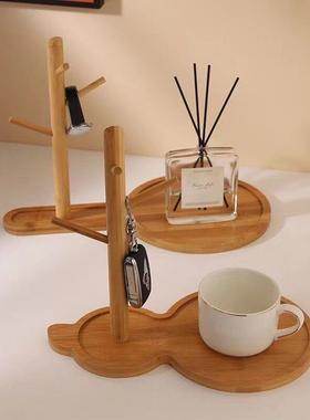 木质葫芦树杈首饰架托盘摆件家居入户玄关钥匙收纳装饰品置物架