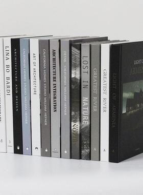 装饰真书简约现代桌面摆件建筑组合书售楼处样板房客厅陈列摄影