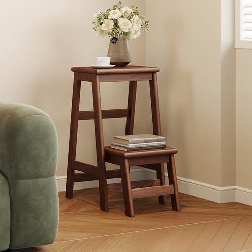 实木多功能楼梯凳折叠餐凳家用厨房两用梯子创意高板凳吧台凳阶梯