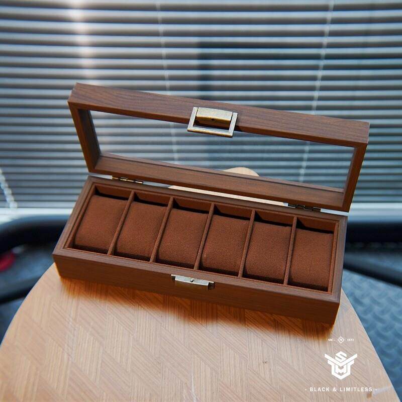 手表收纳盒6位 黑胡桃木纹高档木质表盒机械腕表展示收藏包装礼盒