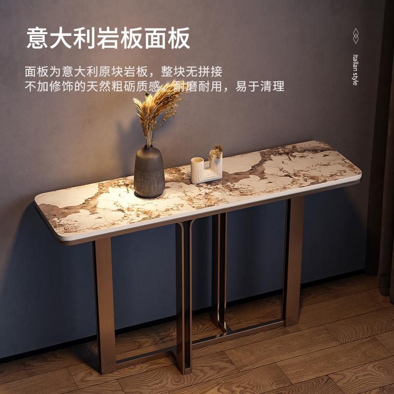 新中式不锈钢玄关台意式轻奢大理石靠墙玄关桌现代简约入户玄关柜