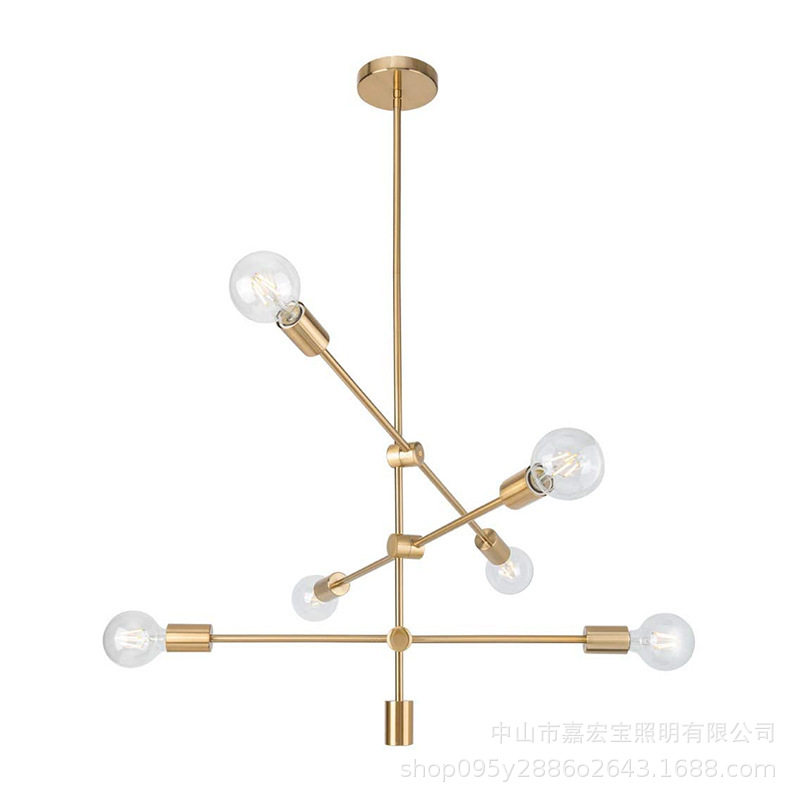 亚马逊 北欧后现代极简铁艺吊灯餐厅客厅卧室几何线条艺术吊灯