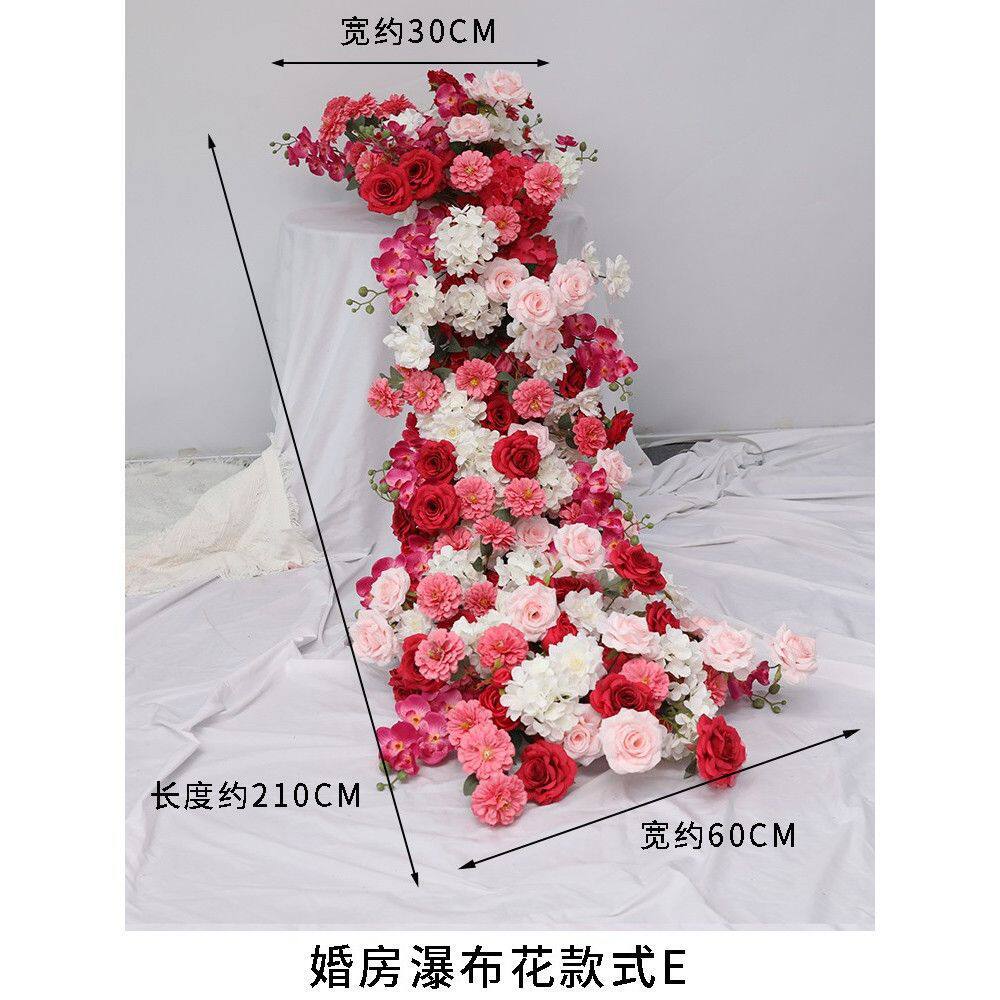 婚礼网宴会仿真花生日布置装饰现场仿真花瀑布迎宾红玫瑰瀑布花