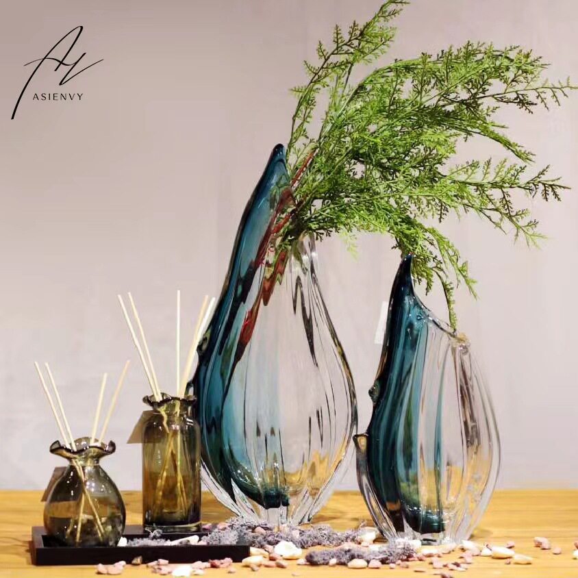 北欧创意设计鱼造型透明玻璃花瓶摆件插花客厅家居设计师软装饰品