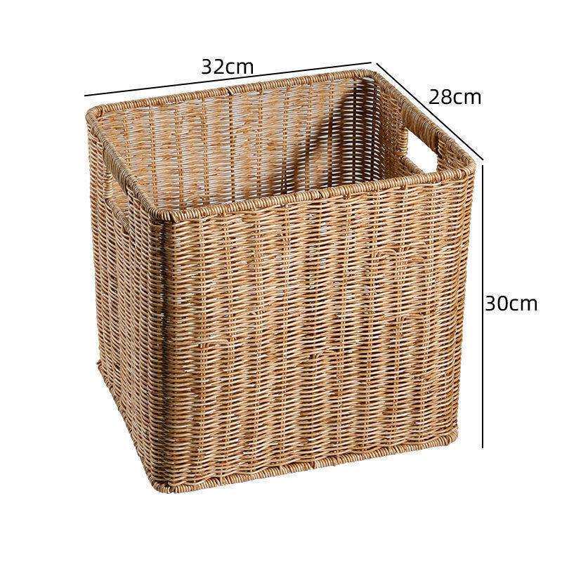 塑料藤编橱柜收纳筐衣帽间柜子储物筐电视柜格子篮整理篮正方形