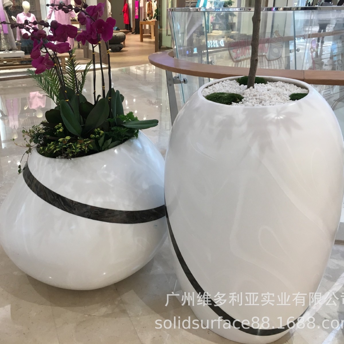 广东人造石厂家制作加工工艺品装饰品 花盆垃圾桶 简约摆件