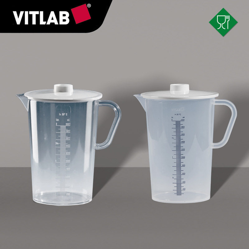德国VITLAB收集器SAN材质模压刻度或PP材质模压蓝色刻度带盖烧杯