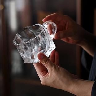 原矿水晶冰冻烧纯手工高档主人杯上神思雪琉璃杯功夫茶道送礼家用