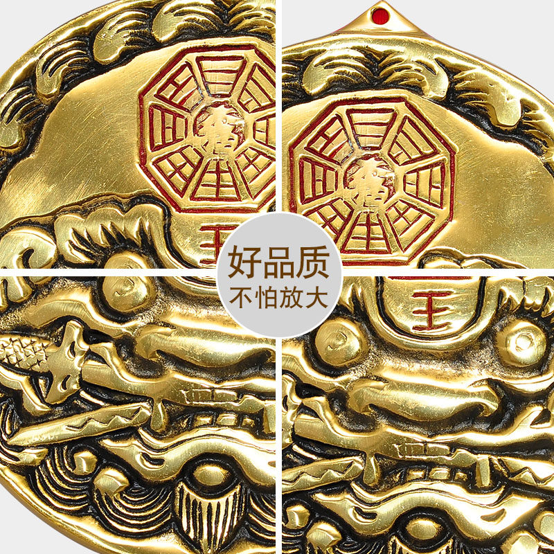 铜兽头八卦虎咬剑挂件铜虎睚眦风水门饰镜门对门冲家居虎头牌摆件