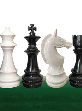 大号国际象棋玻璃钢黑白棋子橱窗装饰房地产园林户外景观美陈摆件