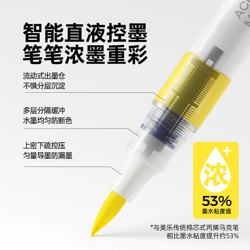 美乐童年直液式丙烯马克笔不透色可叠色儿童软头彩笔画笔新年礼物