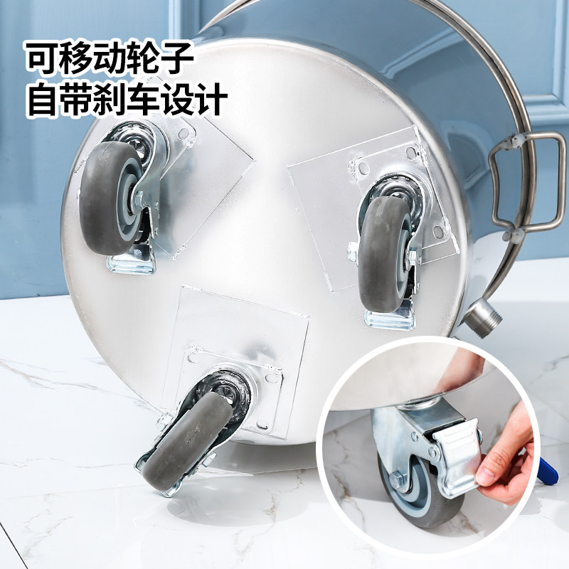 不锈钢周转桶带轮子水桶搅拌桶带水阀出水口加工进水口订制商用