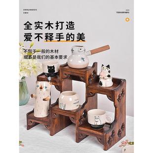 小型博古架实木中式台桌面茶壶展示紫砂壶摆放架子茶具置物架摆件