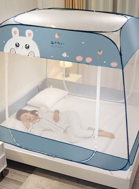 新款免安装蚊帐家用1.8X2x2.2纹帐1.5m1一米2二8五5床文帐帐篷1.2