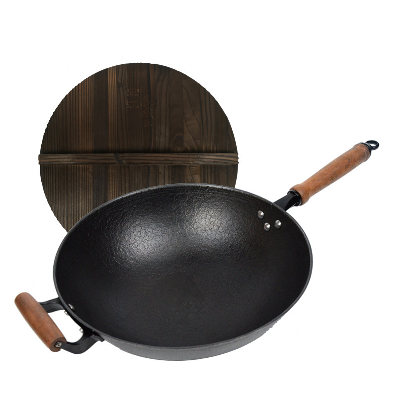 江油宏江燃气灶适用家用圆底平底老式生铁锅铸铁锅炒锅无涂层不粘