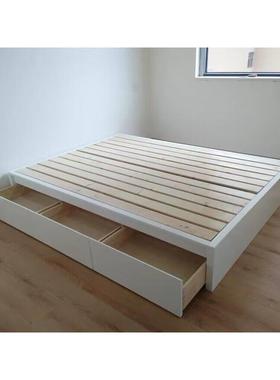 白色榻榻米储物实木床抽屉1.2米1.5米卧室落地简约现代小户型收纳